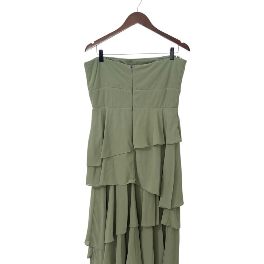 Lulus Gorgeous Essence Sage Strapless Tiered Maxi Dress size Large NWT - Picture 6 of 6